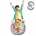 thumbnail image 3 of Ethnic Storage Toy Bag Chair, Oriental Mosaic Floral Symbolic Eastern Style Geometric Boho Inspired, Stuffed Animal Organizer Washable Bag, Small Size, Purple Pale Azure Blue, by Ambesonne, 3 of 3