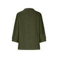thumbnail image 4 of bnaln 3/4 Length Sleeve Womens Tops Cotton Linen Shirts Solid Color V Neck Button Down Blouses Tops Oversized Tshirts for Women Casual Dressy Blouses Loose Fit Pullover Flowy Tops, 4 of 5