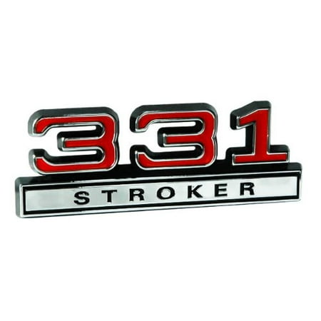 - Black Red & Chrome 5.4 331 Stroker Small Block Engine Emblem, Chrome plated with red detail By Factory Muscle Parts