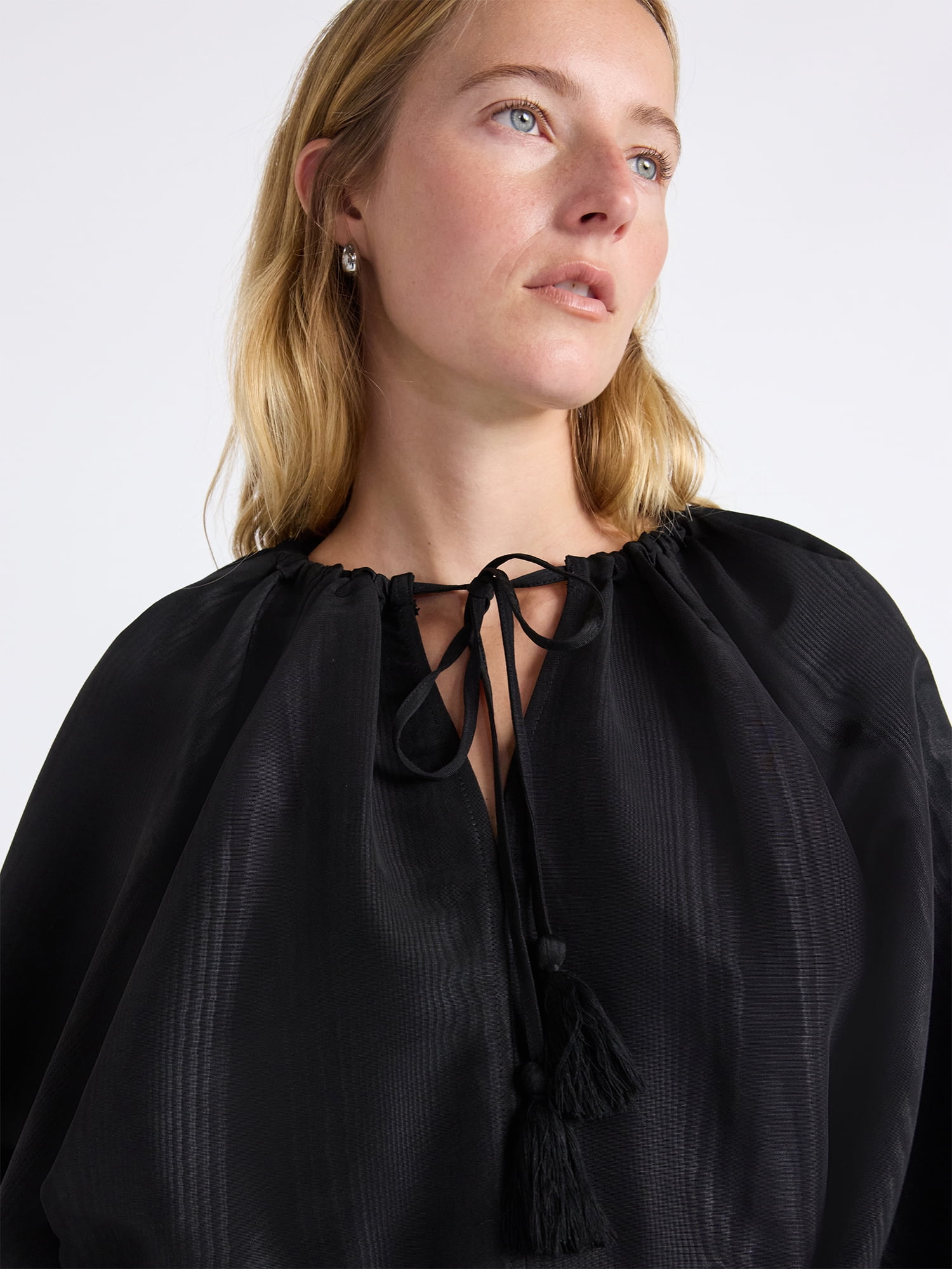 Free Assembly Women's and Women's Plus Bubble Hem Top with ¾-Length Sleeves, Sizes XS-4X
