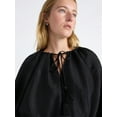 thumbnail image 4 of Free Assembly Women's and Women's Plus Bubble Hem Top with ¾-Length Sleeves, Sizes XS-4X, 4 of 5
