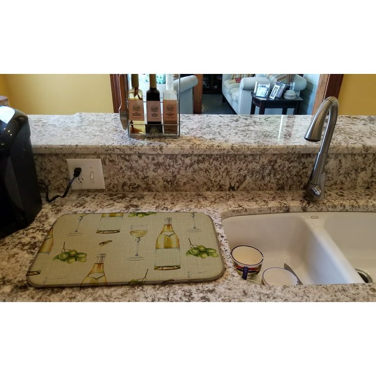 Microfiber Dish Drying Mat Kitchen Sink Drainer Tea Towel-Yellow