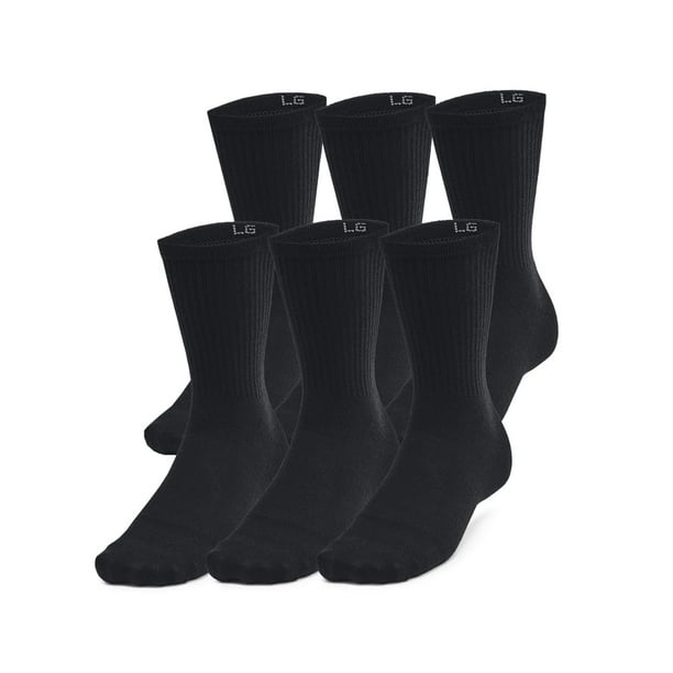 Pack de 6 calcetines Under Armour Essential Crew, unisex, negros, talla L