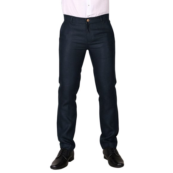 Pantalon Largo 32 100% Lino Color Azul Marino 30
