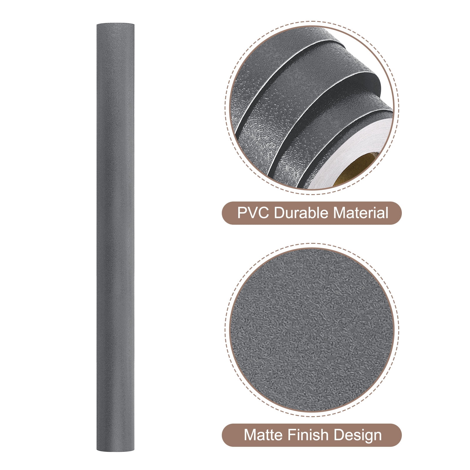 394"x23.6" Dark Grey Wallpaper, Peel and Stick Wallpaper, Dark Grey Contact Paper Vinyl Wall Paper