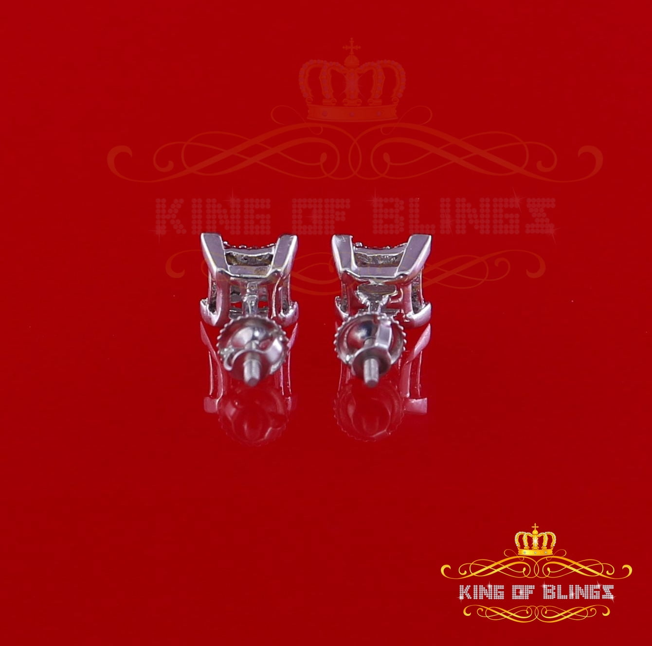 King of Bling's Aretes Para 925 Sterling White Silver 0.20ct Diamond Women & Men Stud Earrings