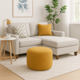 thumbnail image 3 of Dotcom Alfa de Gouchee Home– Pouf moutarde en velours doux rembourré de billes pour salon, chambre à coucher ou dortoir, 3 of 6