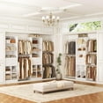 thumbnail image 5 of Besiost Closet System, 4-8 FT Closet Organizer Tower with 2 Wooden Drawers and 5 Hanging Rods, Can Fit 60 to 96 inch Walk-in Closet System, White, 5 of 7