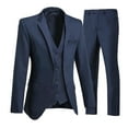 thumbnail image 1 of Wehilion Mens Navy Suit 3 Piece Slim Fit Tuxedo Jacket Vest Pants L, 1 of 5