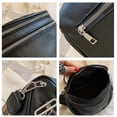 thumbnail image 2 of Bolso de pecho con múltiples bolsillos Bolso de sillín cruzado sólido de cuero para mujer (Negro), 2 of 7