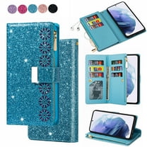 Ancove for iPhone 15 Wallet Case with Card Holder & Wrist Strap & Kickstand,Sparkle Glitter Shockpoorf PU Leather Zipper Purse Flip Case Cover for Women Girls, Rosegold