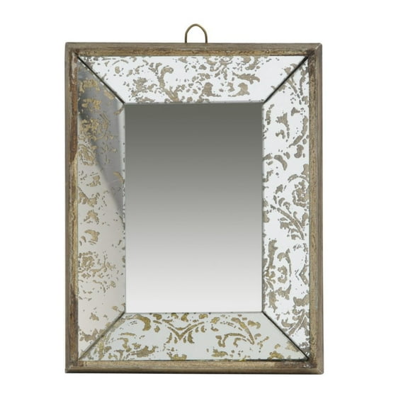 CC Home Furnishings Small Weathered Pattern Hanging Wall Mirror - 12"