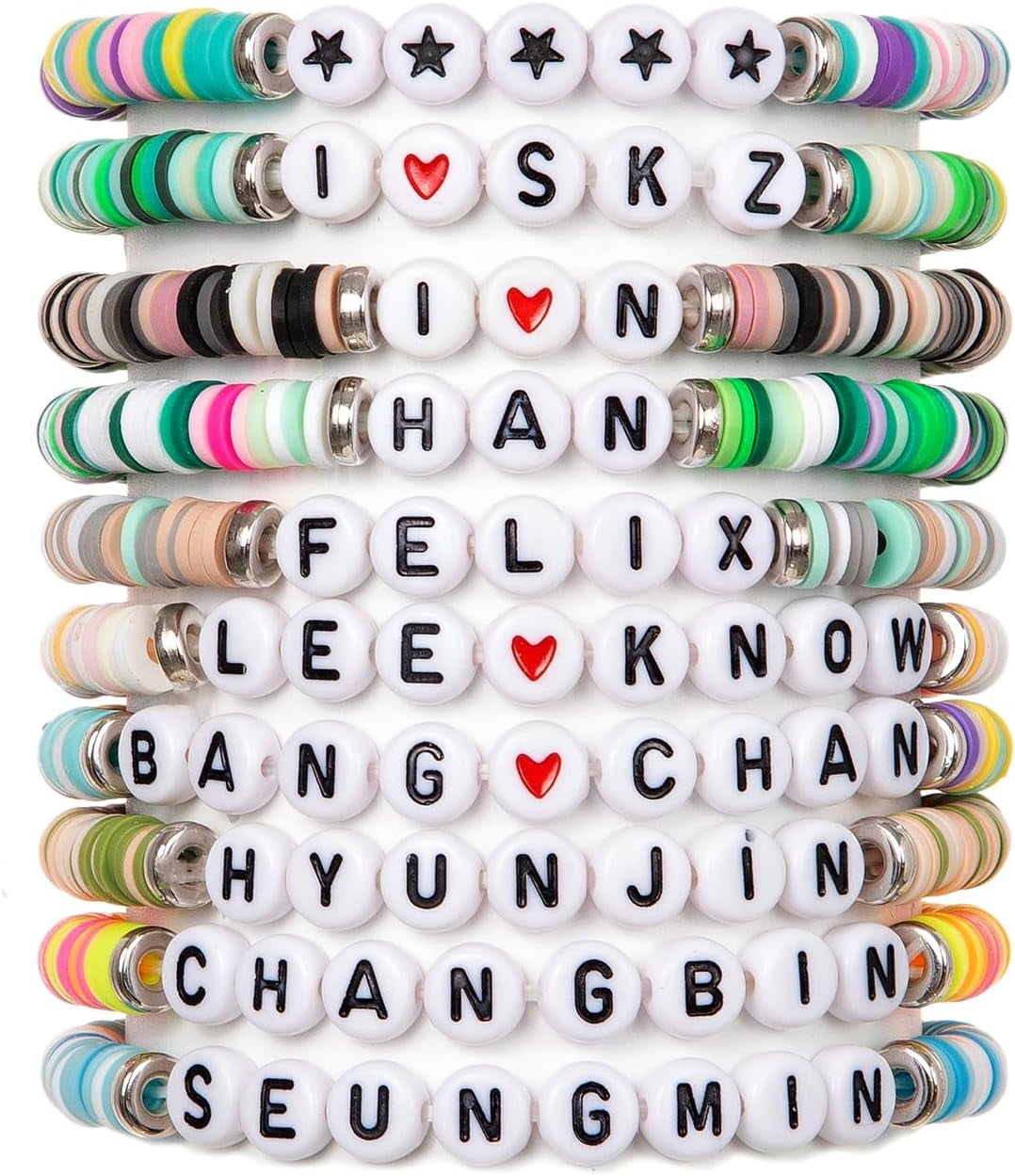 STRAY KIDS Inspired Beaded Bracelets - Set of 5 with SKZ Letter