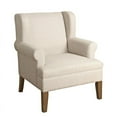 thumbnail image 2 of Benzara Fabric Upholstered Wooden Accent Chair with Wing-Back, Cream and Brown-Color:Cream and Brown, 2 of 2