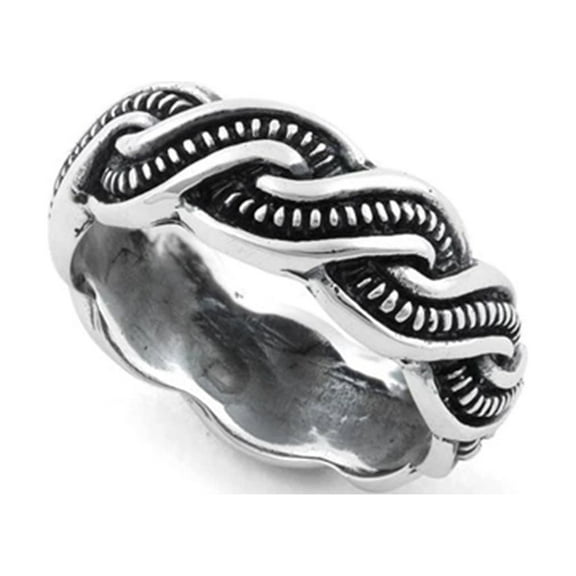 Mooneye 925 Sterling Silver Platinum Plated Braided Stackable Women Valentines Day Gifts Ring