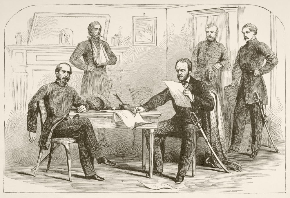 General Joseph Eggleston Johnston Surrenders The Army Of Tennessee To General William Tecumseh Sherman At Bennett Place North Carolina April 1865 From A 19Th Century Illustration Canvas Art - Ken Wels