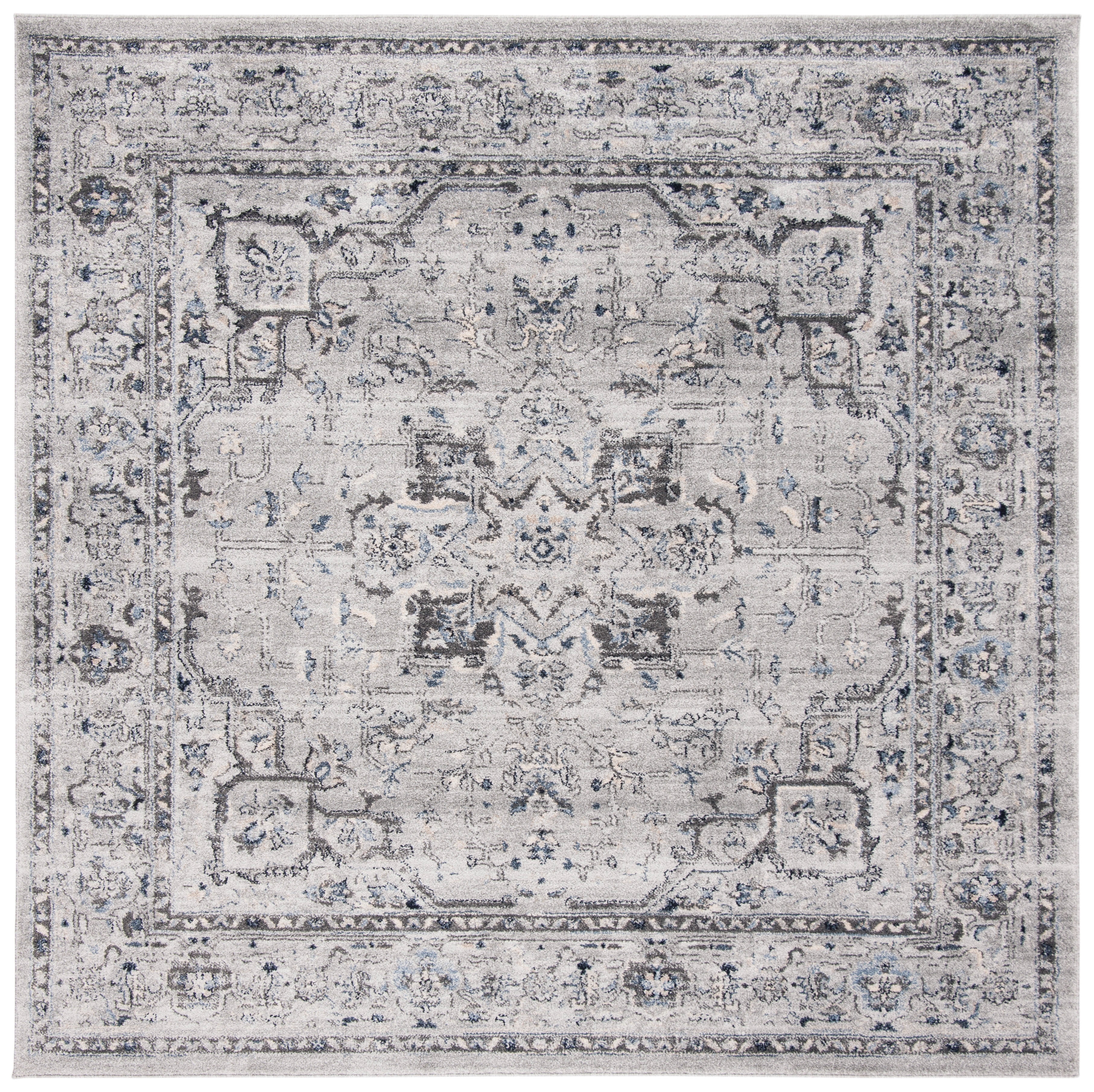 SAFAVIEH Charleston Zharko Floral Area Rug, Gray/Dark Gray, 8' x 8' Square