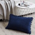 thumbnail image 3 of JUNWELL 2PC Decorative Throw Pillow Covers with Pom-poms 12 x20, Soft Corduroy Solid Square Cushion Cases Set for Couch Sofa Bedroom Car Living Room (12x20 Inch/30x50 cm), 3 of 4