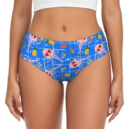 Womens Underwear - Tropical Jellyfishes No Show Seamless Underwear for Women  Soft Stretch Womens Panties  Hipster Ladies Panties Bikini Underwear Briefs