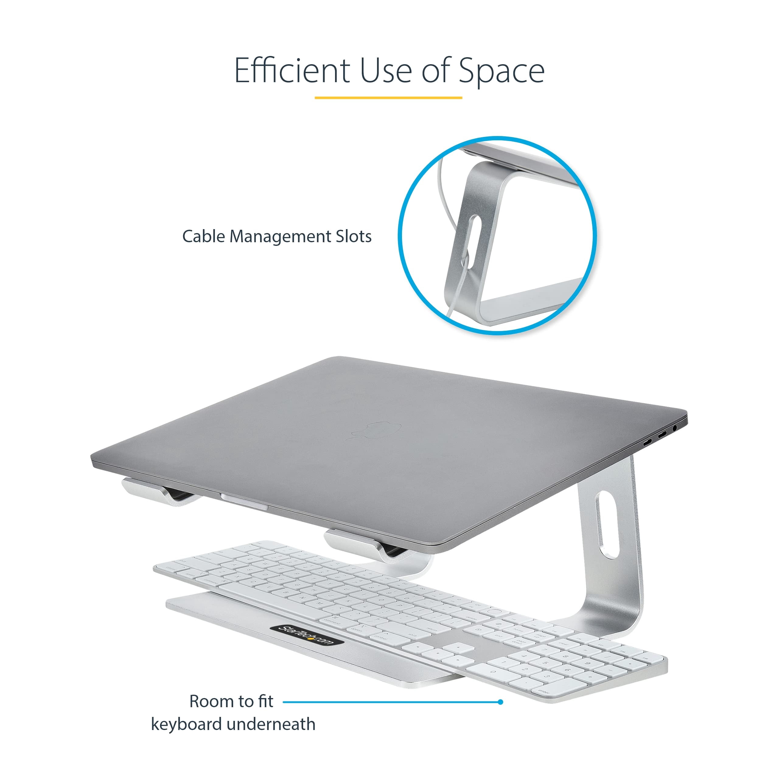 Laptop Stand for Desk, Supports 5kg / 11lb, Aluminum, Silver, Ergonomic Laptop Riser, Portable Laptop Holder for Desk (261797)