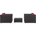thumbnail image 4 of Modway Burrow Ensemble de Canapé de Patio Extérieur 3 Pcs en Espresso Rouge, 4 of 4