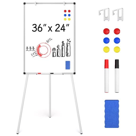 Magnetic Whiteboard Easel Stand,Portable White Board 36 x 24, Tripod Height Adjustable, Easel Stand White Board for School or Office & Teaching