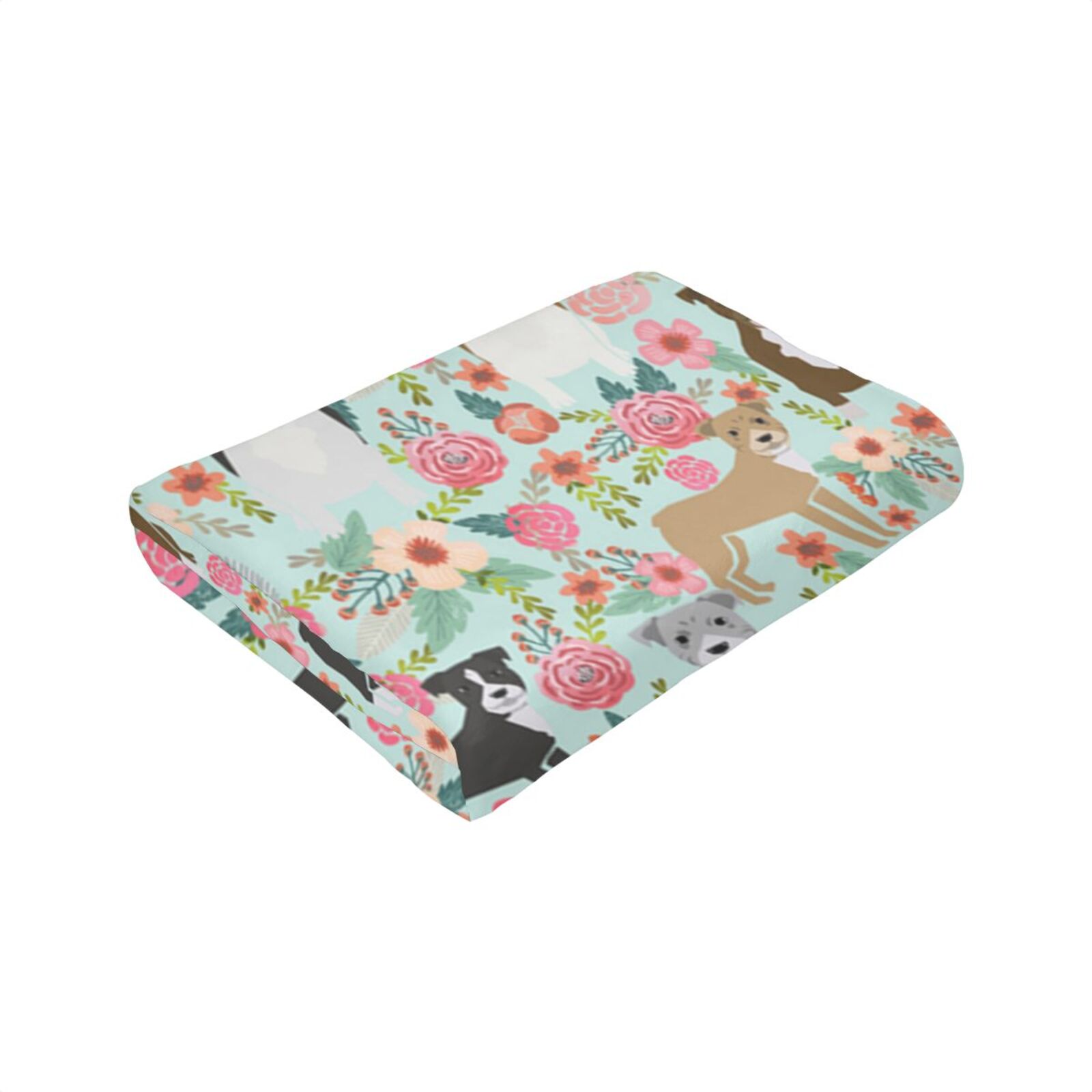 Wijzvio American Pit Bull Terrier Dogs Flower Floral Throw Blanket Soft Fuzzy Fleece Blanket For Couch Bed Living Room Decoration 60"X50"