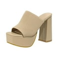 thumbnail image 2 of Platform Dressy Sandals for Women 2025 Fashion Casual Square Open Toe Chunky Extra High Heels Slip on Shoes, 2 of 6