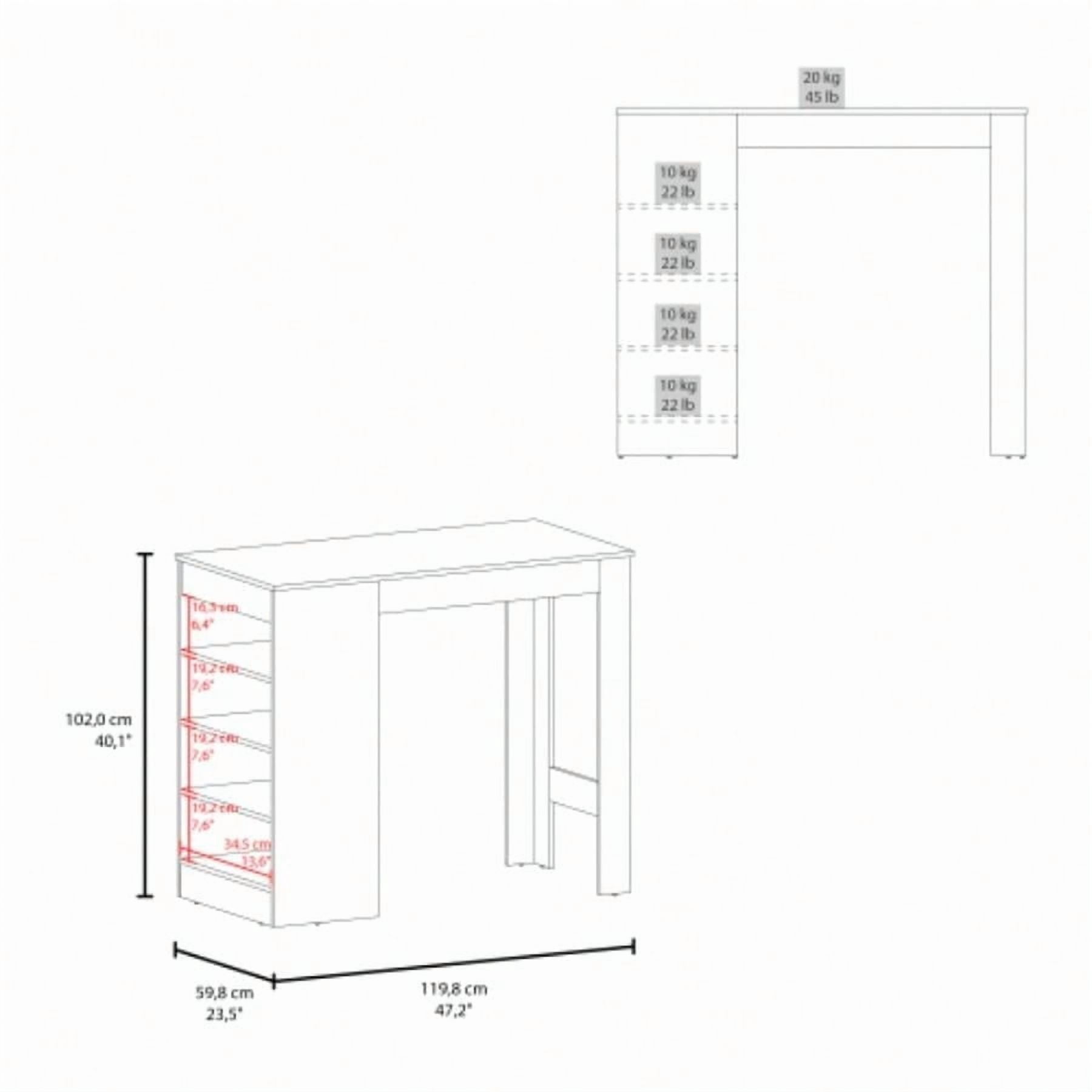 Modern Kitchen Island with 4 Storage Shelves, Finished in Black Wengue, Suitable for Small to Medium Kitchens