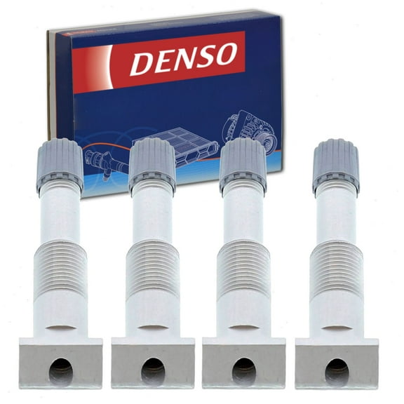 4 pc DENSO TPMS Sensor Service Kits compatible with Kia Soul 2010-2013 - 47Mm Metal Valve Stem