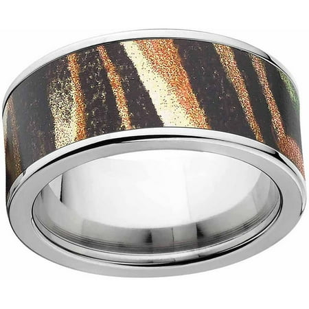 Mossy Oak Shadow Grass Men's Camo Stainless Steel Ring with Polished Edges and Deluxe Comfort Fit