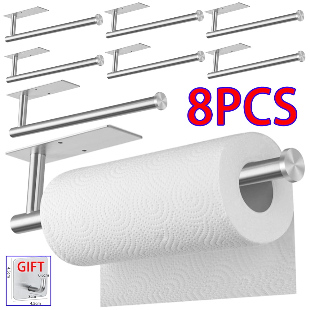 Skycarper 8pcs Paper Towel Holder, Self Adhesive Under Silver