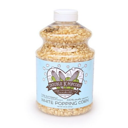 Double K Popcorn White Butterfly Kernels - 30 oz Jar -- Gluten Free --Soft and Tender with Fewer Hulls