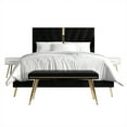 thumbnail image 3 of Castle Place Contemporary Velvet Queen Upholstered Bed with 2 Nightstand and Bench, Black, 3 of 18