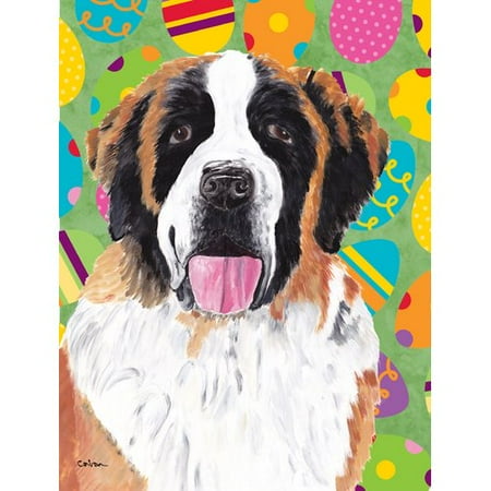 Caroline's Treasures Saint Bernard Easter Eggtravaganza 2-Sided Garden Flag