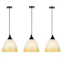 JLOWCO 3 Light Pendant Lighting for Kitchen Island Farmhouse,led Hanging Over Dining Table Ceiling Lights for Kitchen,Small Glass Pendant Light Yellow (LED Bulb Include)