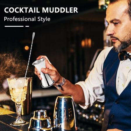 

Cocktail Shaker Set Stainless Steel Cocktail Muddler Double Cocktail Jigger and Spiral Pattern Bar Cocktail 3 Pack