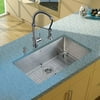 VIGO VG15079 Undermount Stainless Steel Kitchen Sink, Faucet, Colander, Grid, Strainer and Dispenser