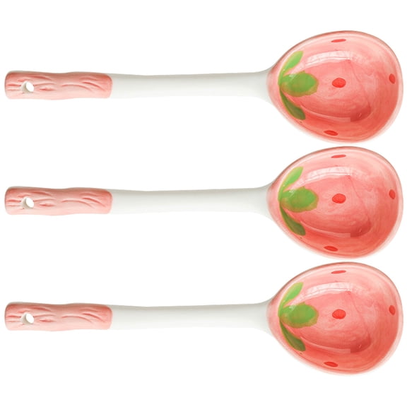 Soimiss Ceramic Dessert Spoon with Unique Shape for Daily Use Multi Color 3Pcs Set
