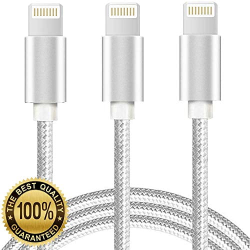 Neatlo MFi Certified iPhone Charger 3Pack 10FT Extra Long Nylon Braided USB Charging & Syncing Cord Compatible iPhone Xs/Max/XR/X/8/8Plus/7/7Plus/6S/6S Plus/SE/iPad-Grey 