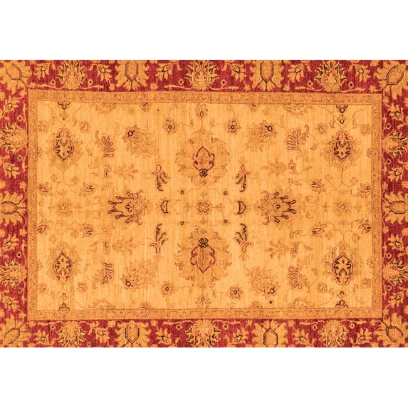 Ahgly Company Indoor Rectangle Oriental Orange Traditional Area Rugs, 6' x 9'