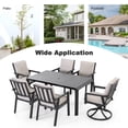 thumbnail image 2 of Nuu Garden 7-Piece Dining Set for 6, 4 Stationary Chairs and 2 Swivel Rocking Chairs with 2.8” Soft Cushions, 63” x 35” Spacious Table with 2.4” Umbrella Hole, Black and Gray, 2 of 9