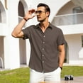 thumbnail image 3 of HAOMEILI Men's Casual Button Down Shirts Short Sleeve Linen Shirts Summer Beach Dress Shirt, 3 of 7