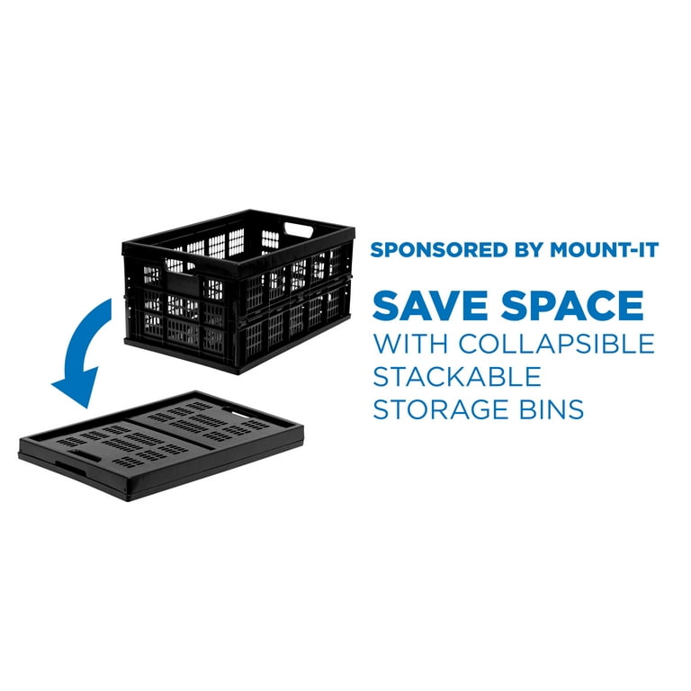 Folding Plastic Storage Crate - MI-909 - by Mount-It!