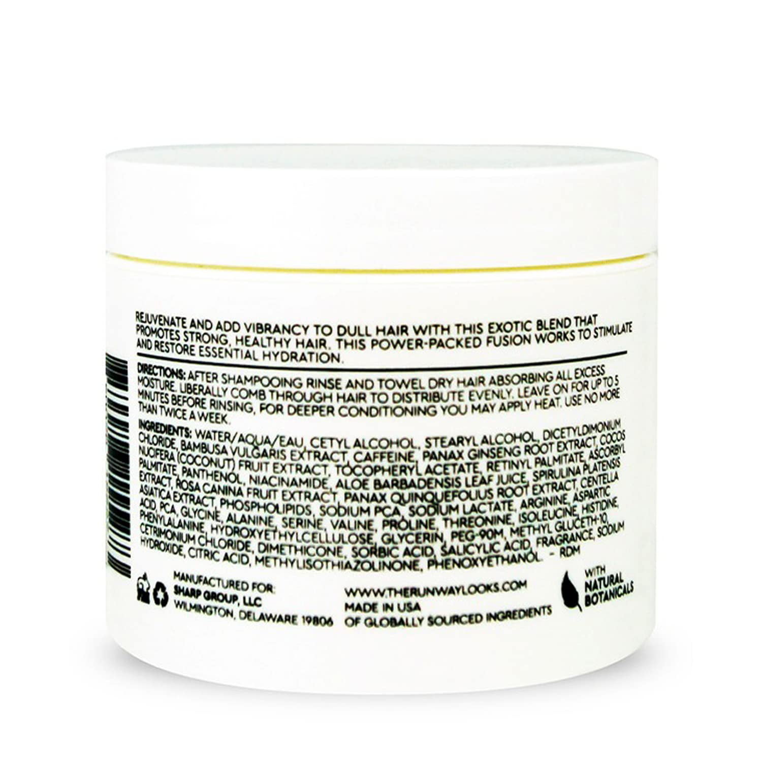 The Runway Looks Deep Conditioning Hair Mask, With Coconut, Bamboo & Caffeine (4oz)