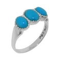thumbnail image 1 of LBG British Made 9k White Gold Natural Turquoise Womens Promise Ring - 33 size options - Size 7, 1 of 7