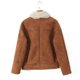 thumbnail image 2 of Chaqueta de piel de gamuza gruesa para mujer, abrigo corto de piel sintética empalmada, ropa de calle suave, prendas de vestir exteriores sueltas, invierno, nuevo, 2 of 5