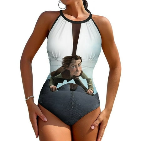 How to Train Your Dragon Movie Womens One Piece Swimsuit Summer Beach Holiday Bathing Suit Sexy Back Mesh Design Tummy Control Swimwear Swimming Suit