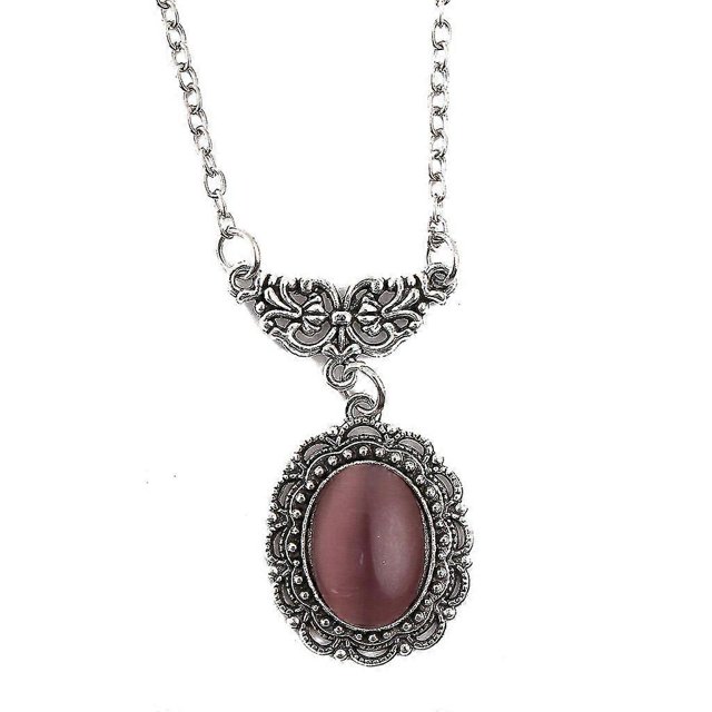 Collar gótico de Halloween Yashi con forma de murciélago y piedra preciosa de cristal violeta