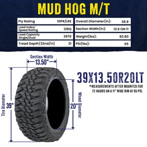 Kanati Tires Kanati Mud Hog M/T 39X13.50R20 Mud Terrain Tire (Tire Only) Sansujyuku sansujyuku.com